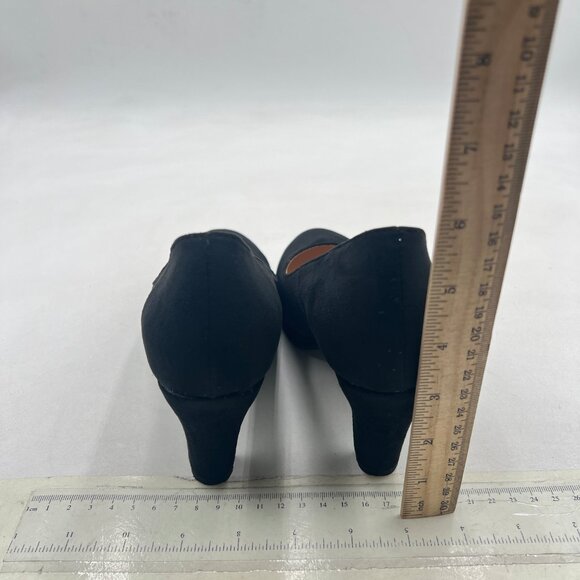 miss left Black Low Platform Chunky High Heel Slip On Round Toe Pump - Picture 5 of 8